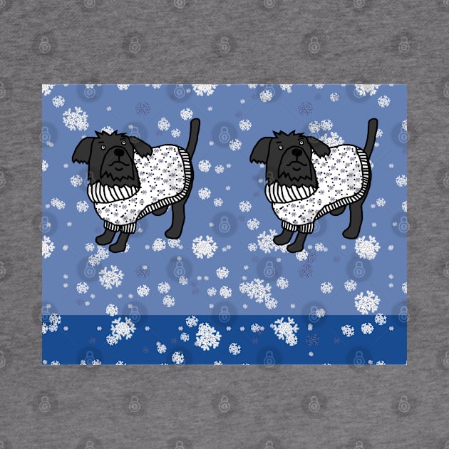 Winter Christmas Sweater Dogs and Snow by ellenhenryart